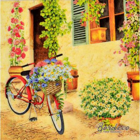 Serwetka decoupage firmy DOMMOS rower z koszykiem 33x33cm